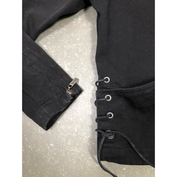 HARLEY Davidson womens black denim jacket sz XL Pockets, Zipper Arms, Embroidery - Picture 3 of 11